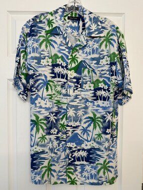 NAUTICA short-sleeved rayon Hawaiian print shirt - Men's M